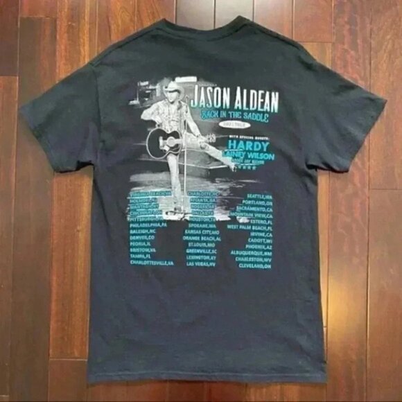Jason Aldean T-Shirt Back in the Saddle 2021 Concert Tour Band Tee Black Medium - Picture 14 of 16